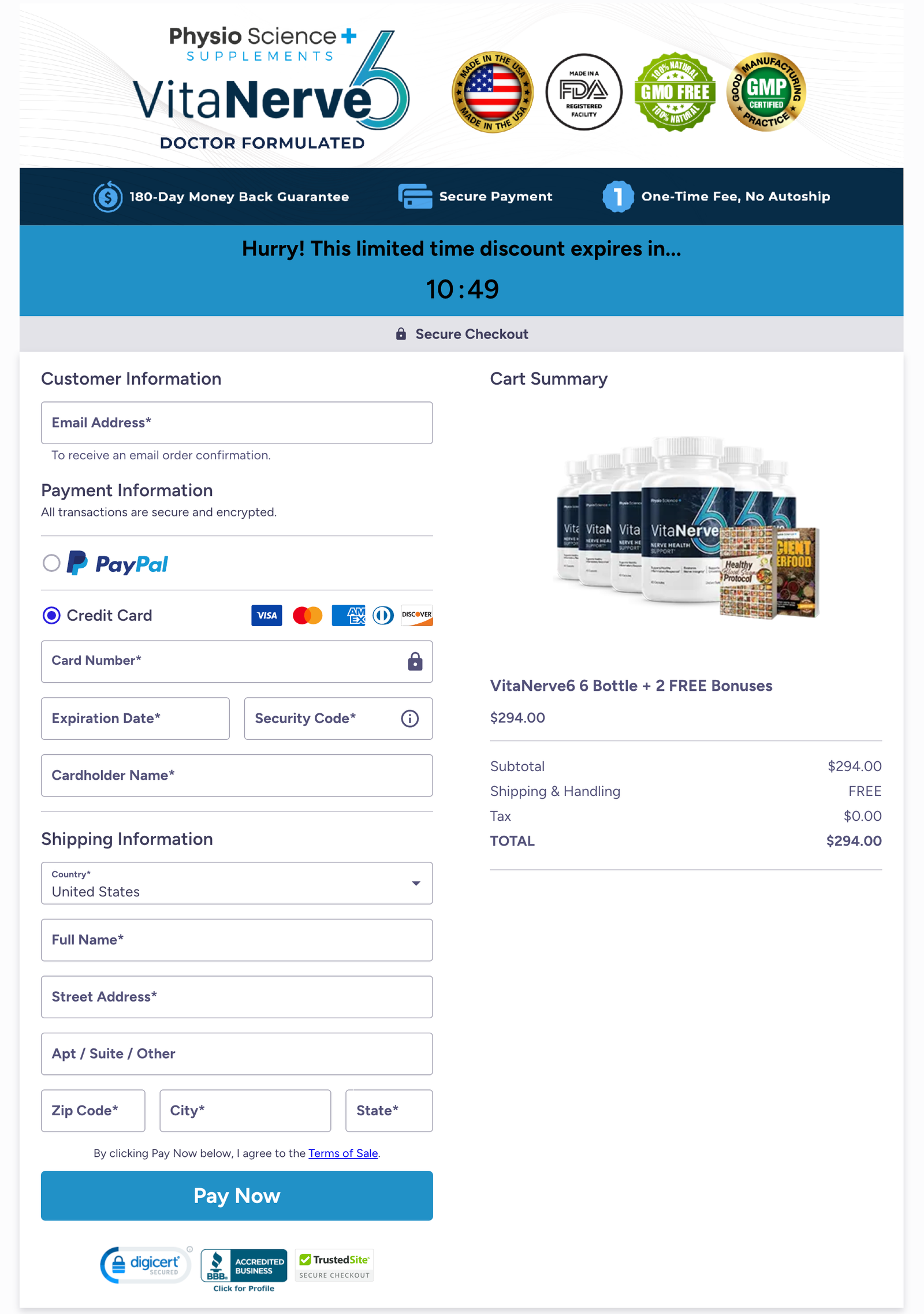 VitaNerve6 Official Website Secure Order Page